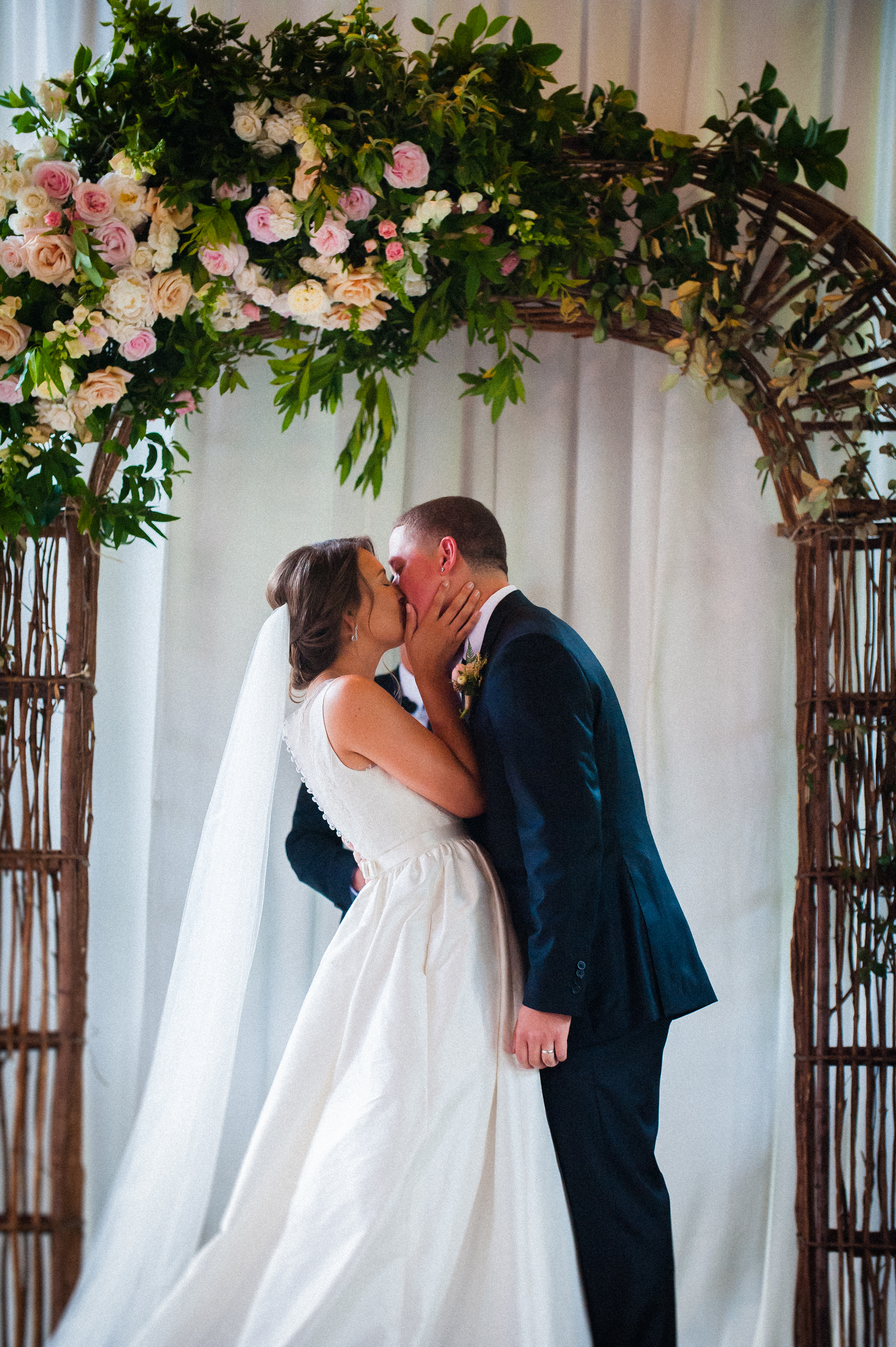 first kiss during lioncrest at biltmore wedding ceremony