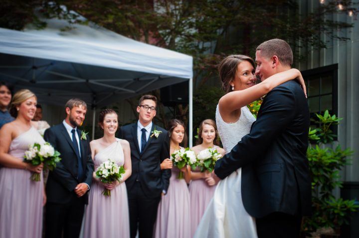 first dance in the courtyard at lioncrest