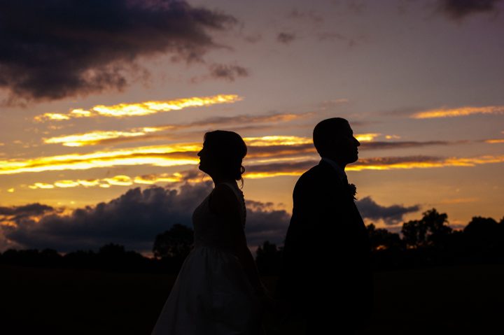 sunset photo of bride and groom in asheville at biltmore