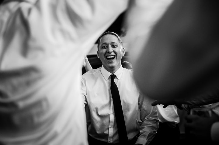 groom on dancefloor during his wedding 