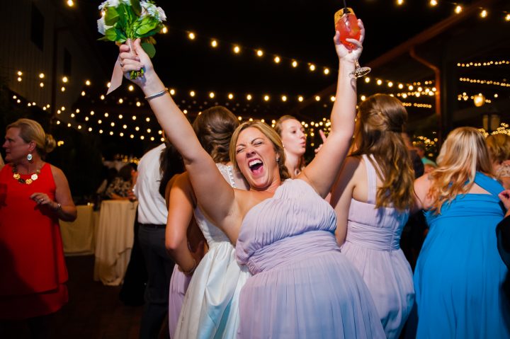 bridesmaid dancing during wedding reception 