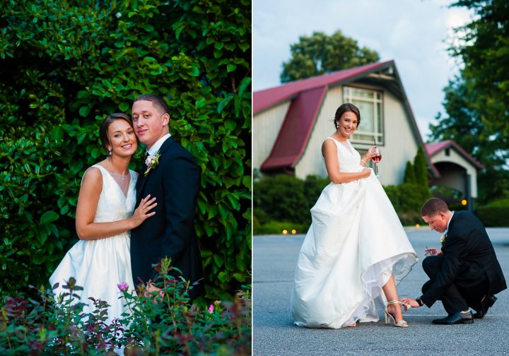 wedding portraits of bride and groom on the biltmore estate