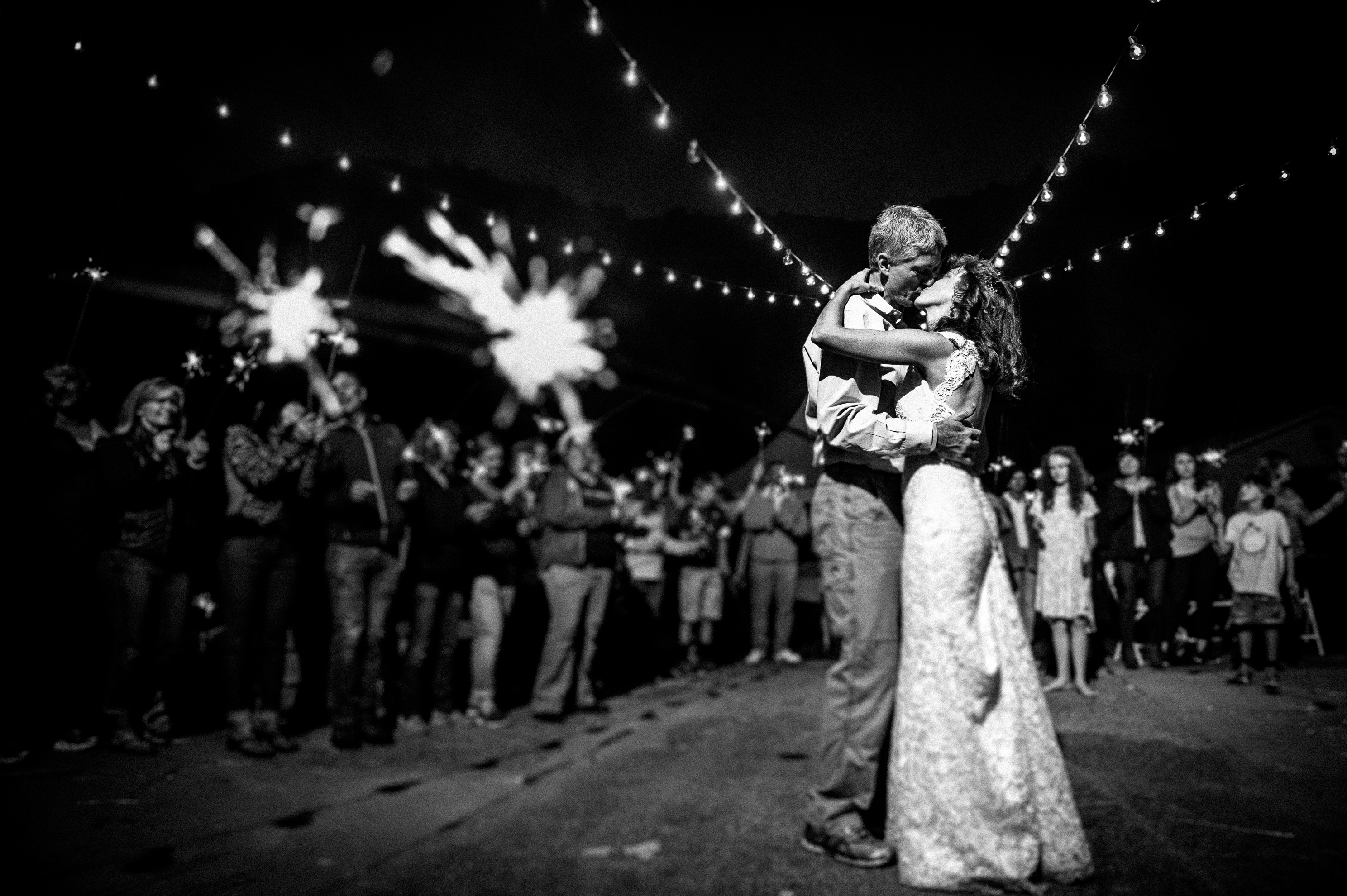 last dance with sparklers at Oskar Blues wedding 