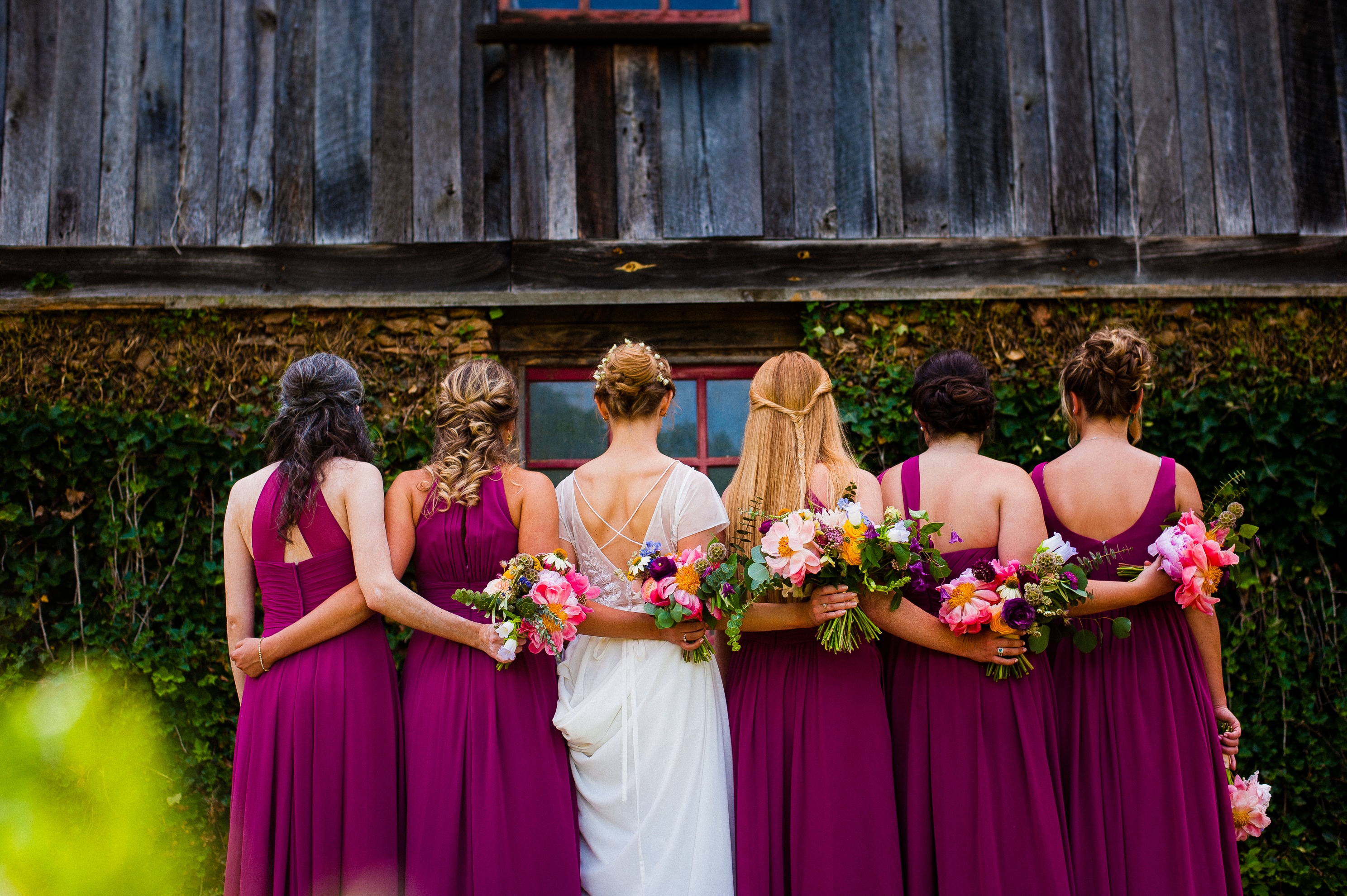 colorful vineyards at bettys creek wedding bridesmaids