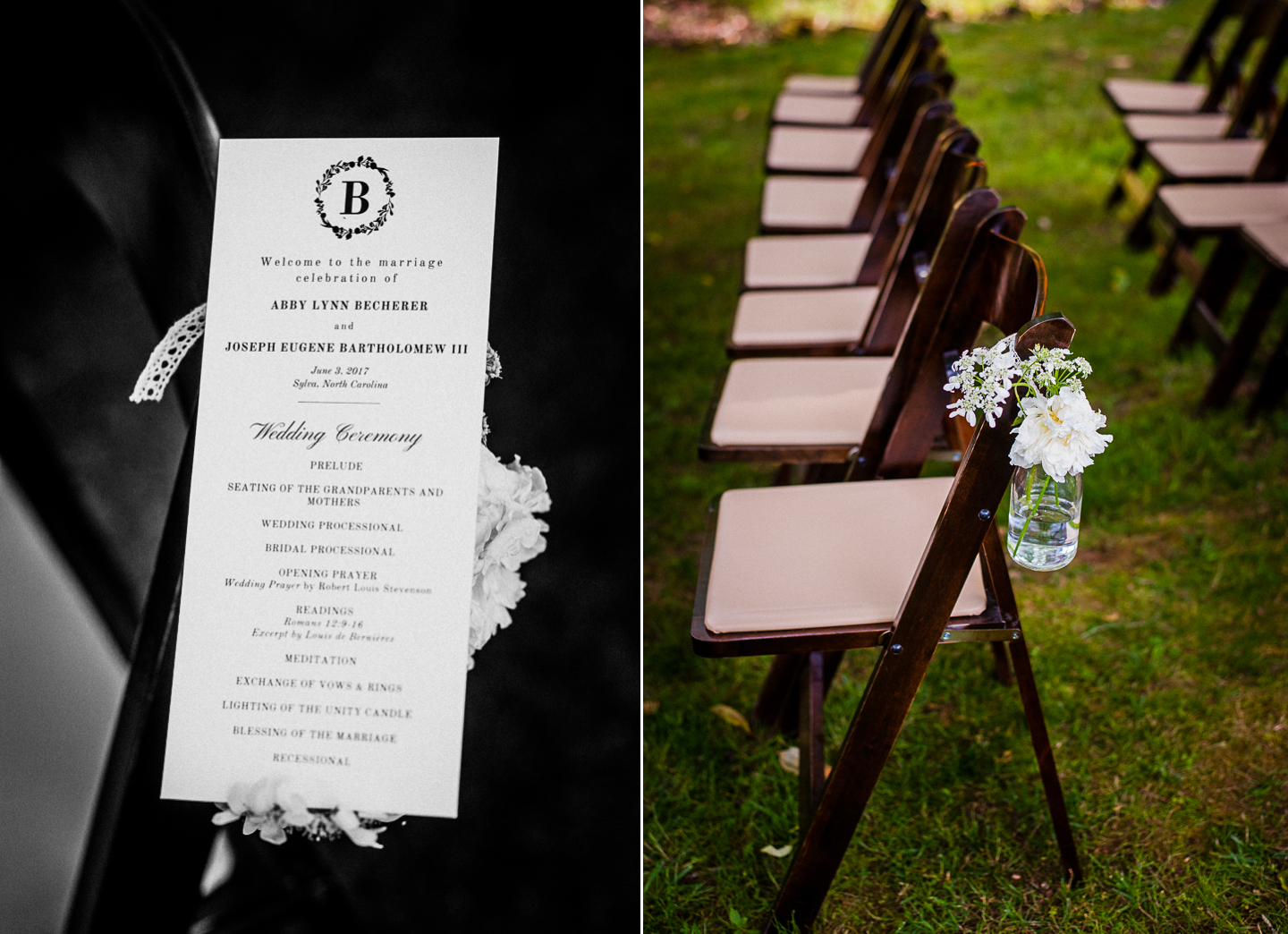 wedding ceremony details at the vineyards at bettys creek 