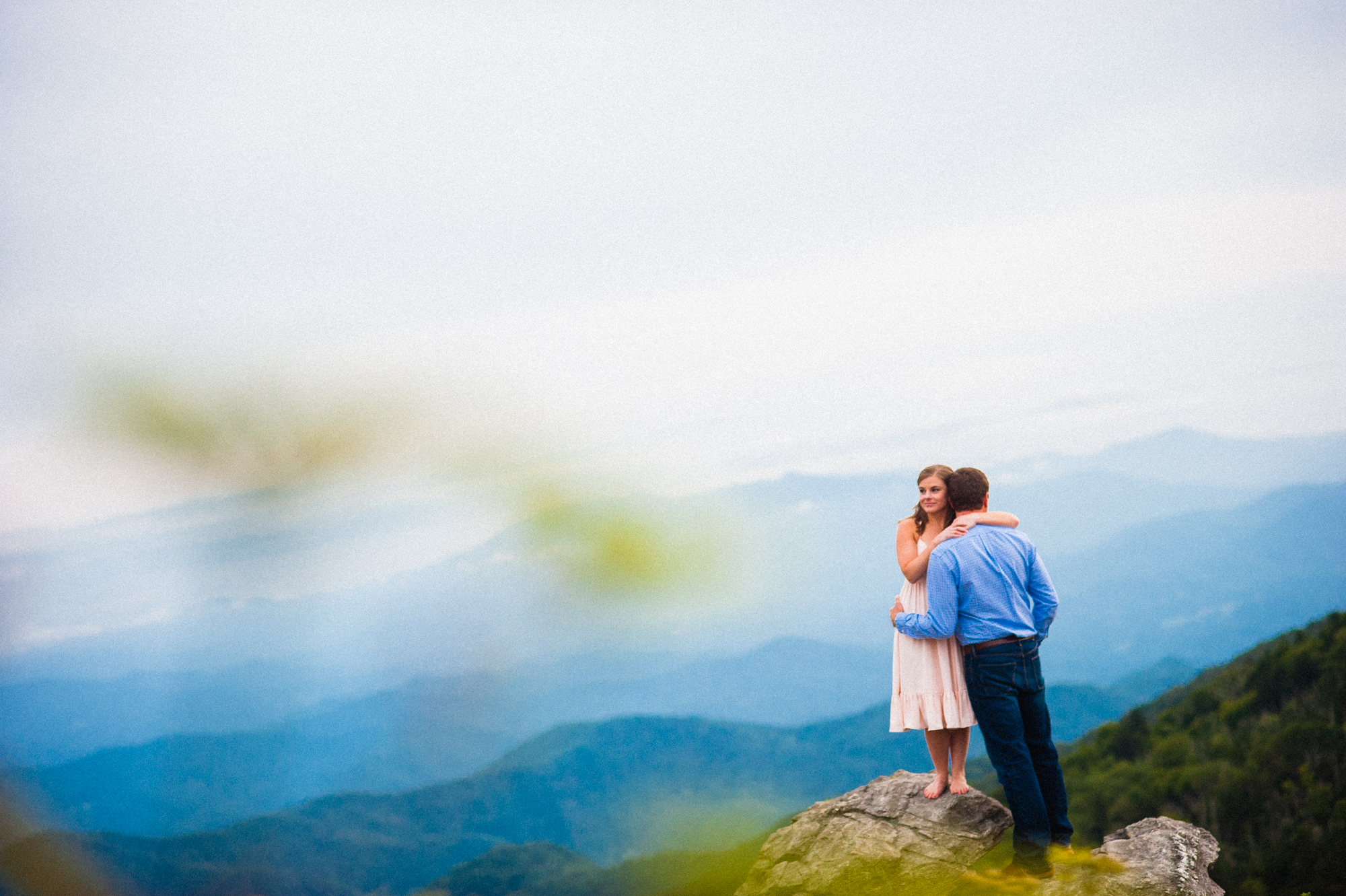 adorable asheville couple on top of roan mountain during engagement session 