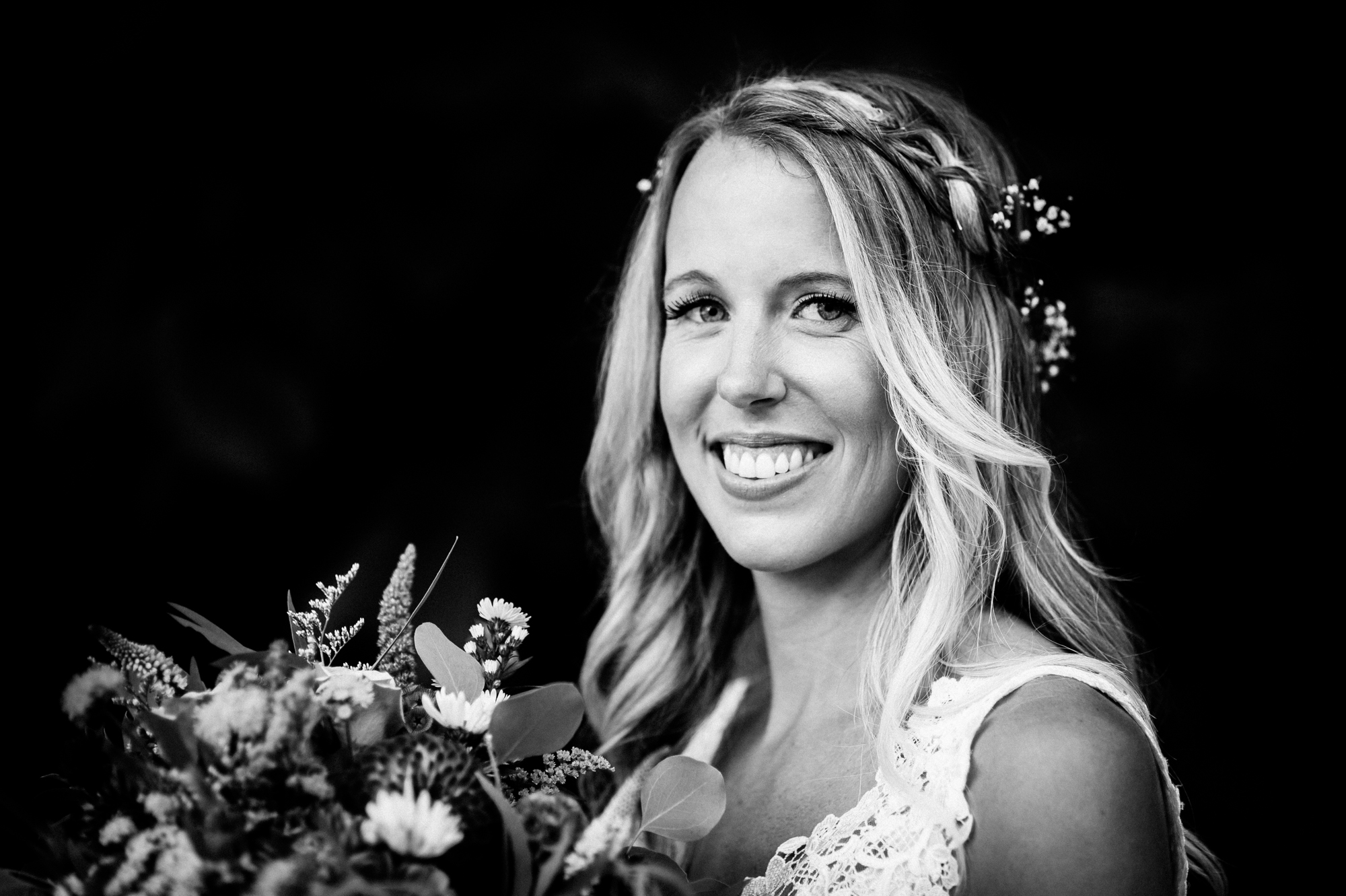 beautiful bride during her mountain wedding outside asheville
