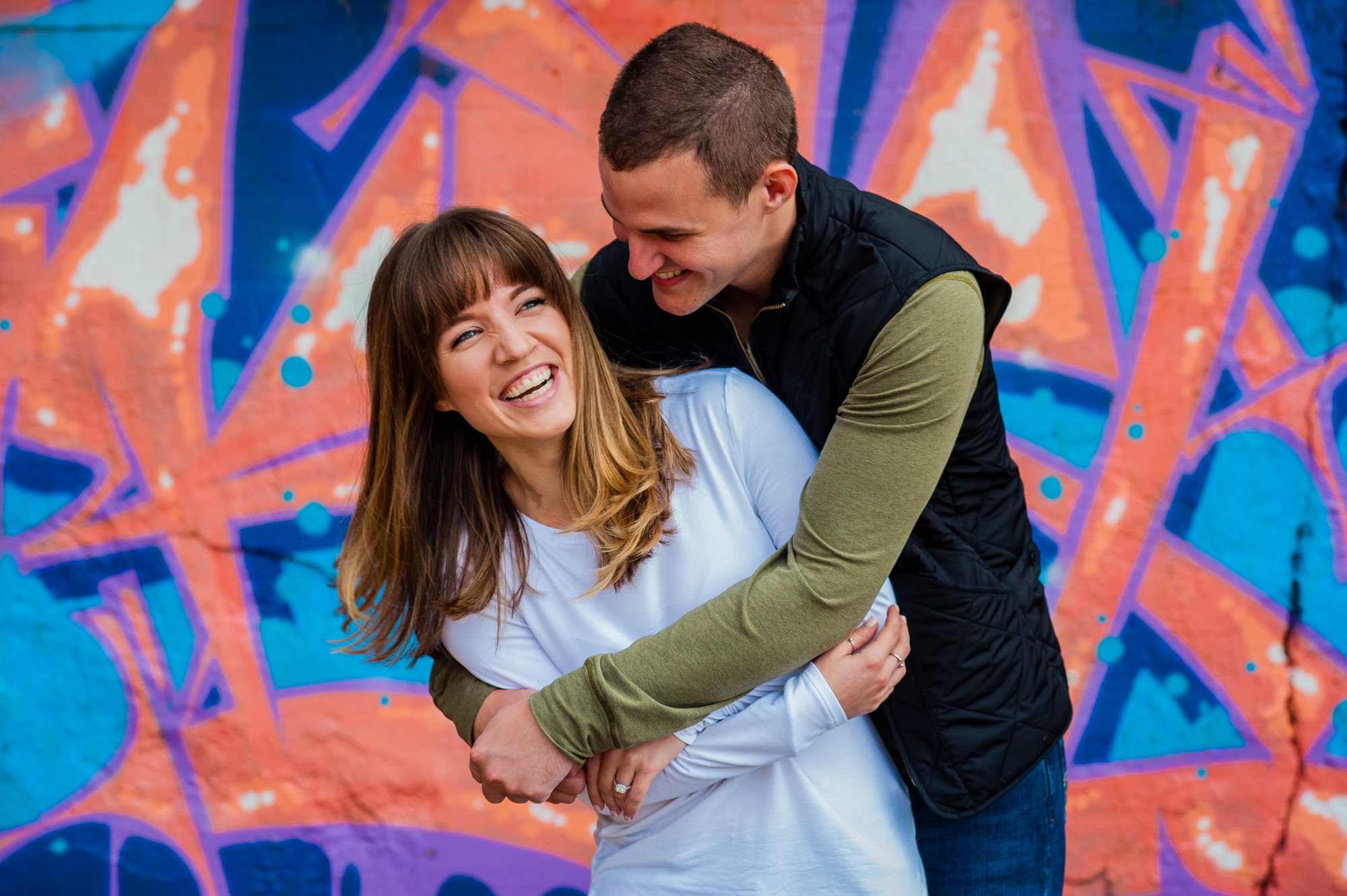 fun engagement session in asheville river arts district