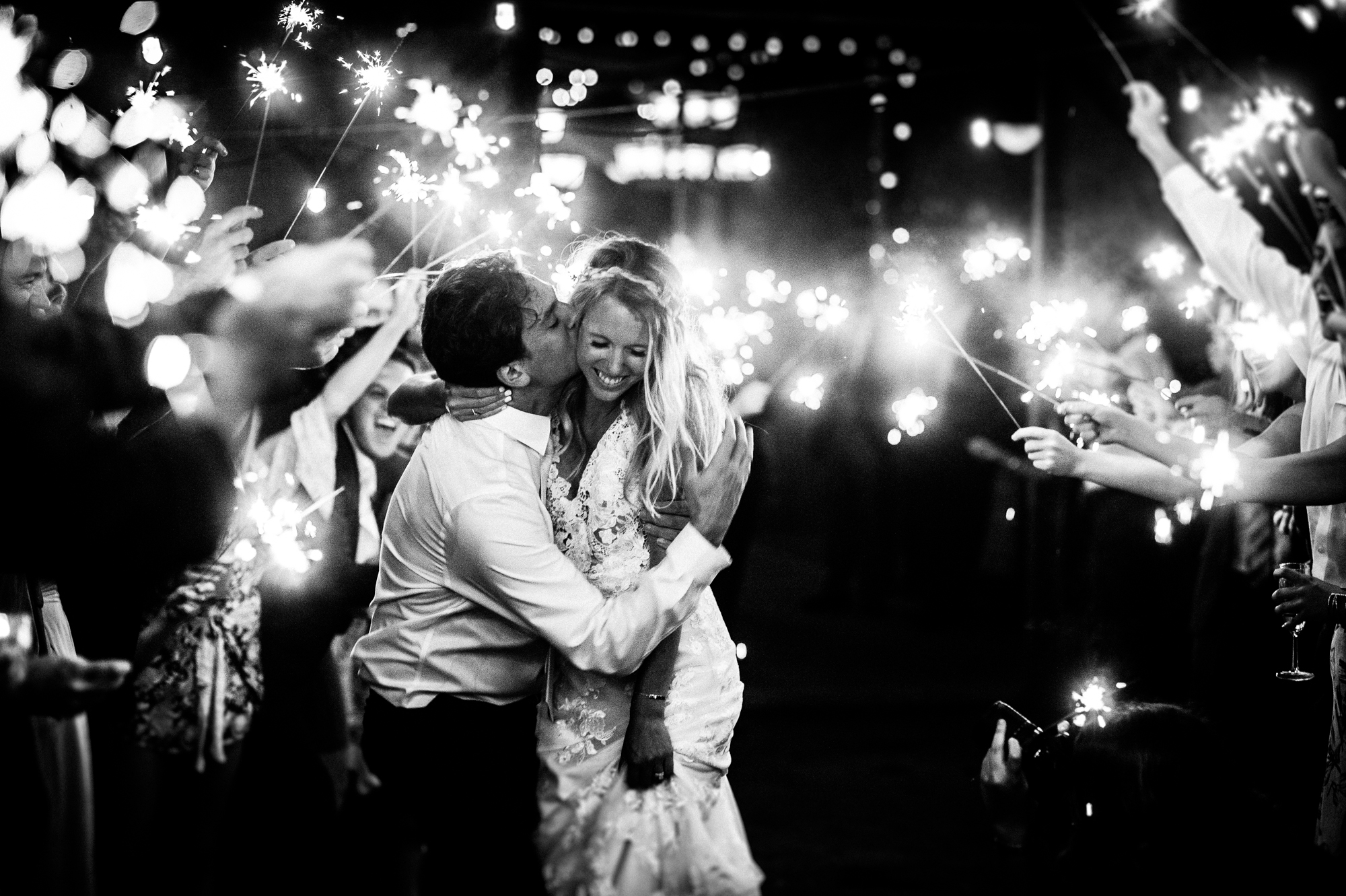 sparkler exit during asheville wedding