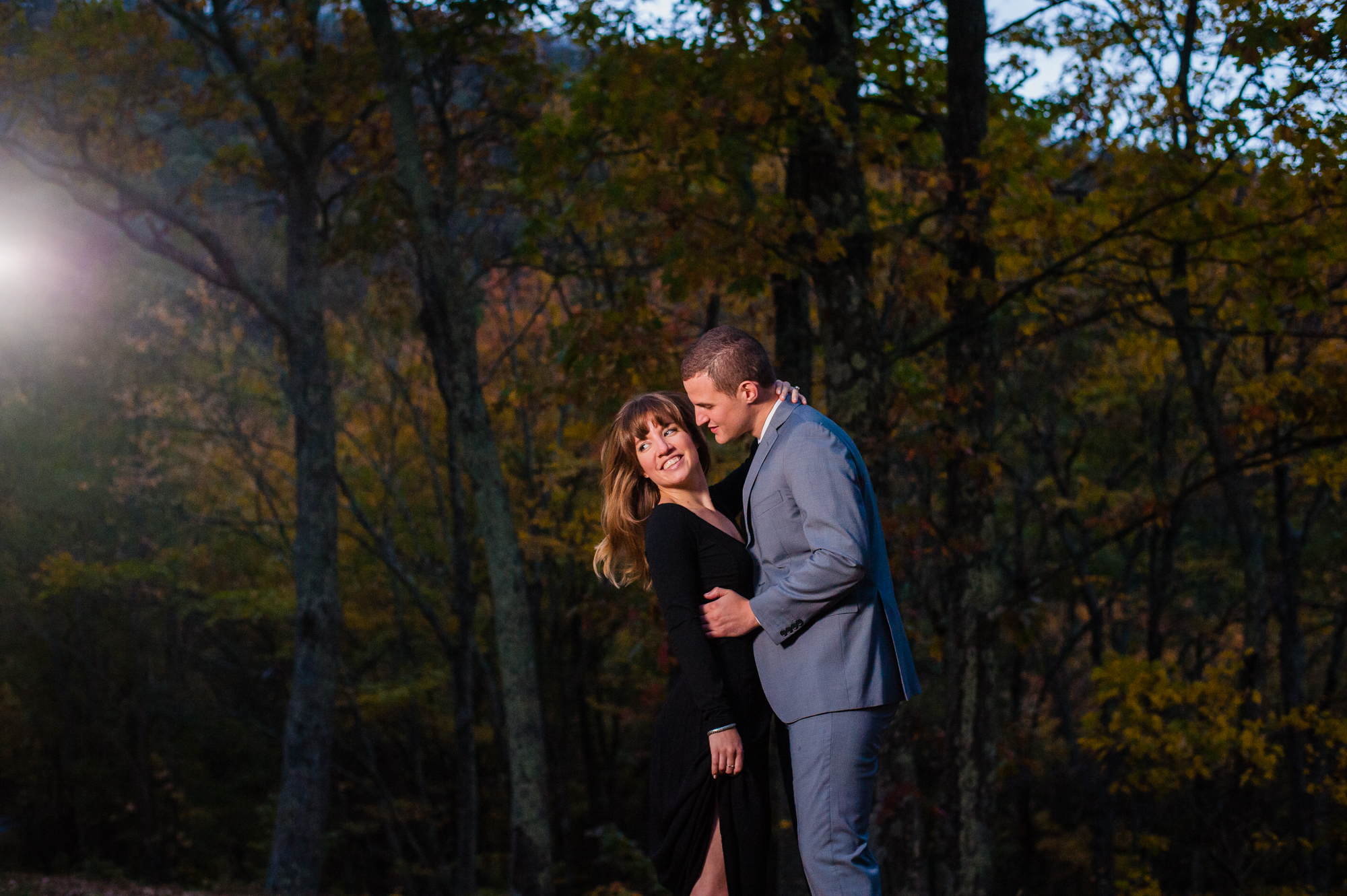 blue ridge parkway nighttime engagement session