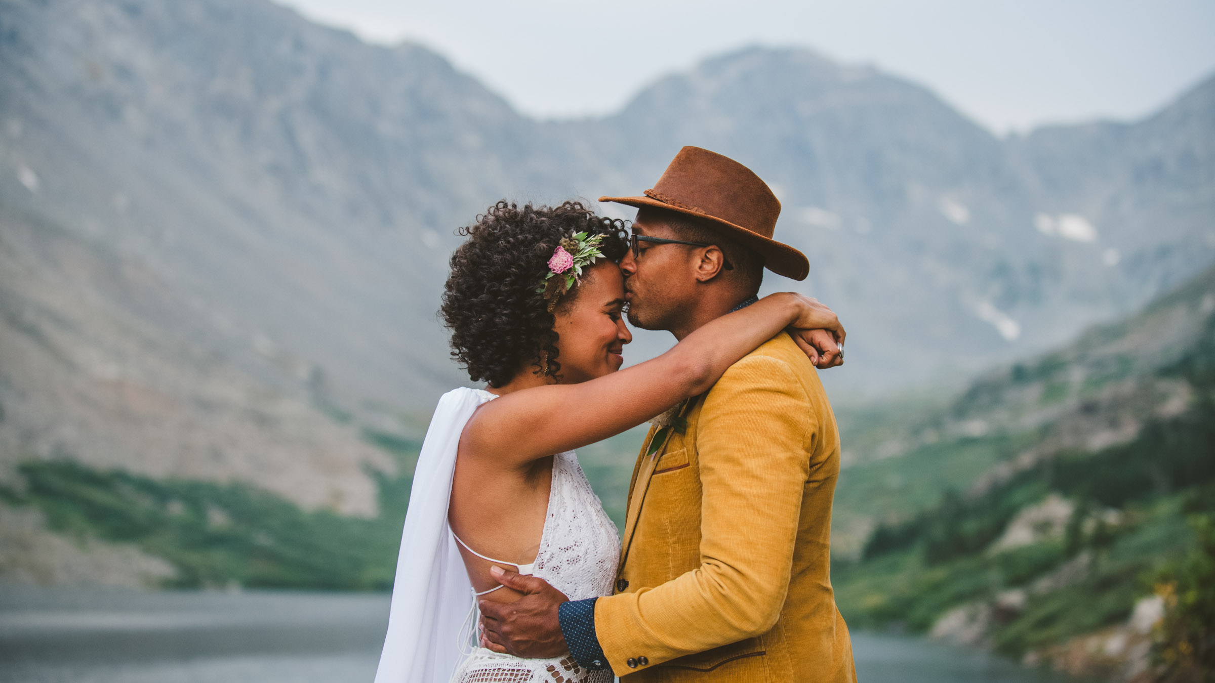 Loveland Pass Elopement - Couple embracing 