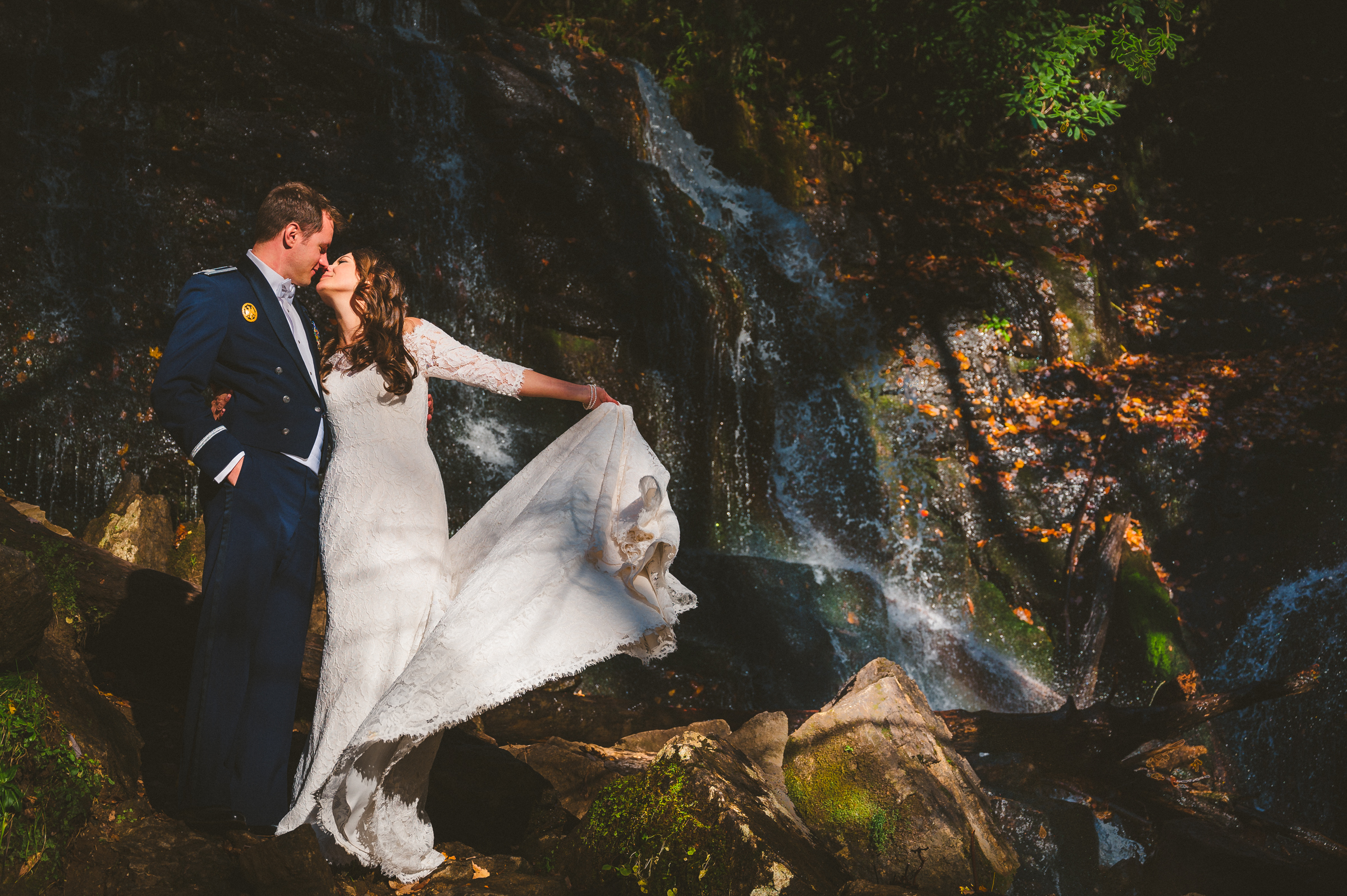 Great Smoky Mountains waterfall elopement 