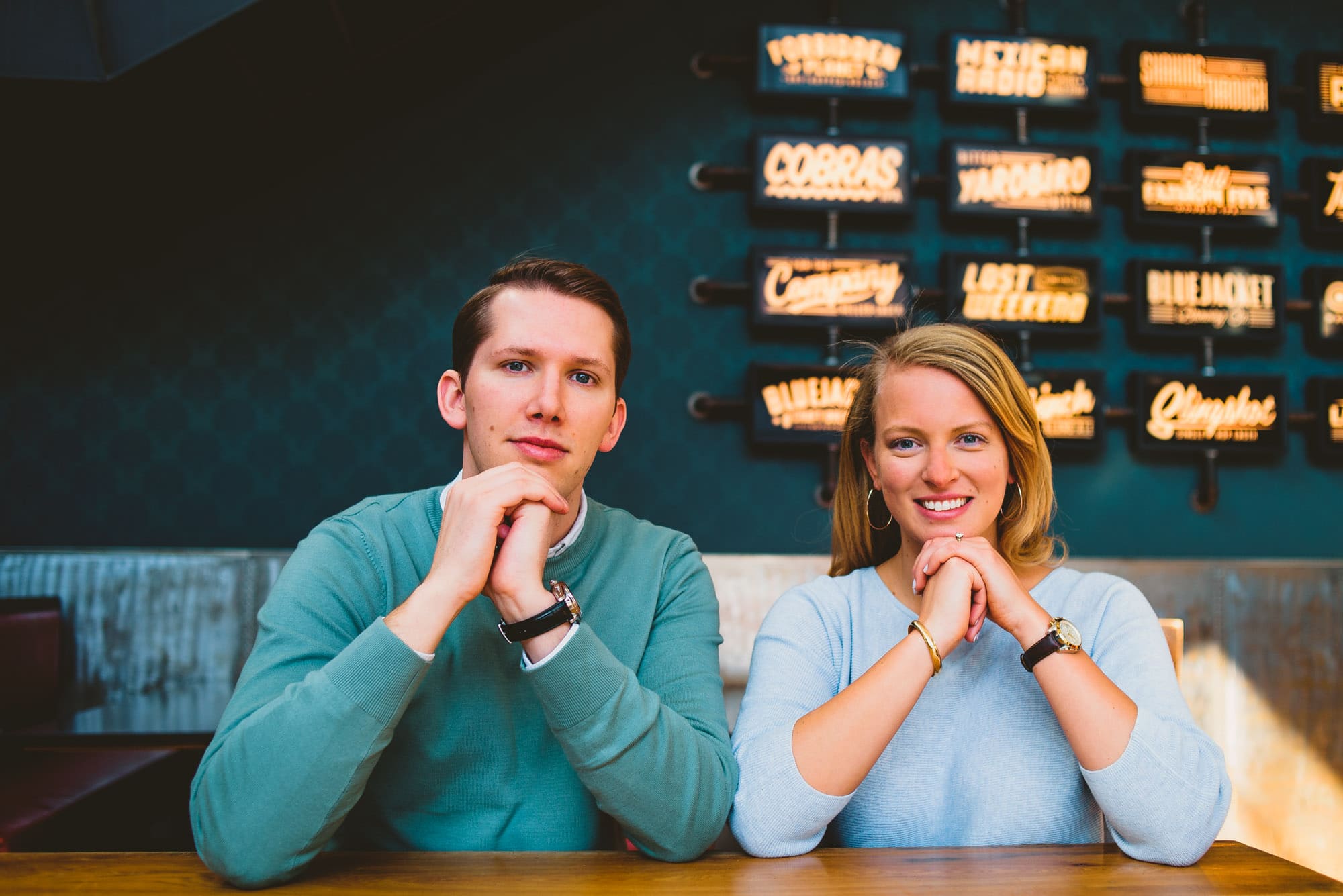 Cute engagement session image at Blue Jacket Brewery in Washington DC