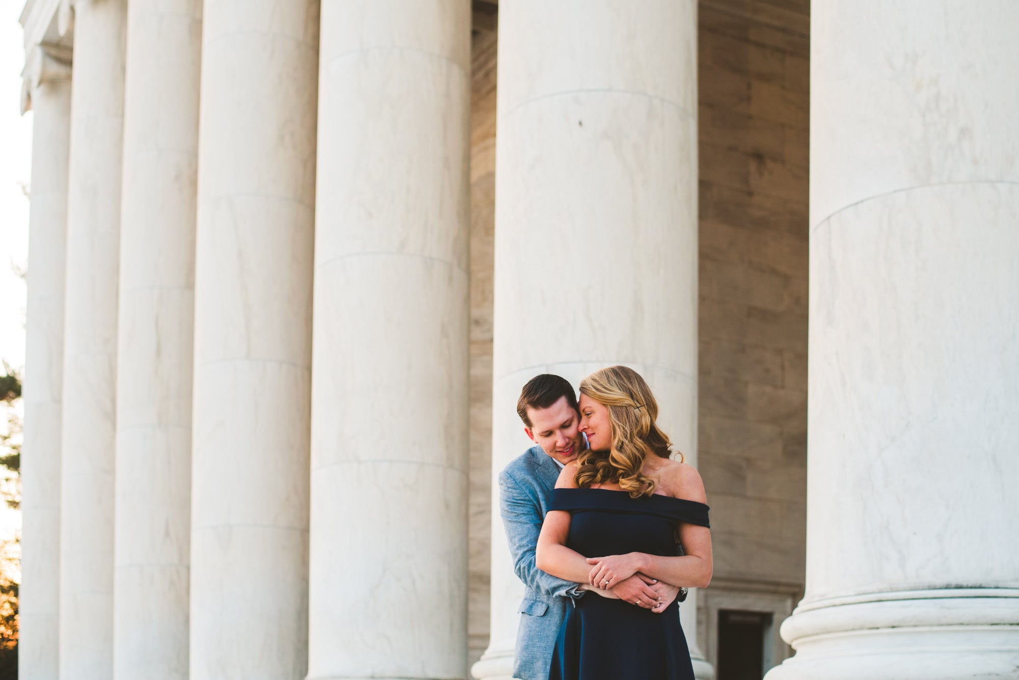 Cute couple wrapped up during their Washington DC engagement