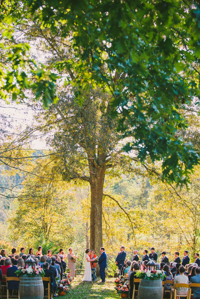 Hilltop ceremony site at Yesterday Spaces a working farm and wedding venue near Asheville NC