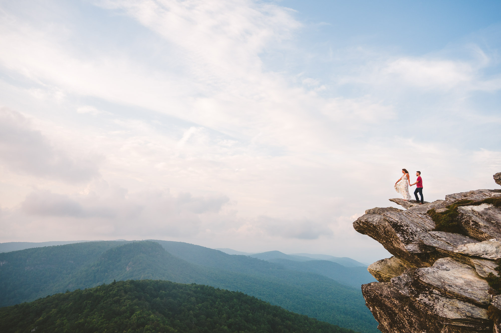 Couple on the edge of Hawksbill in Linville Gorge