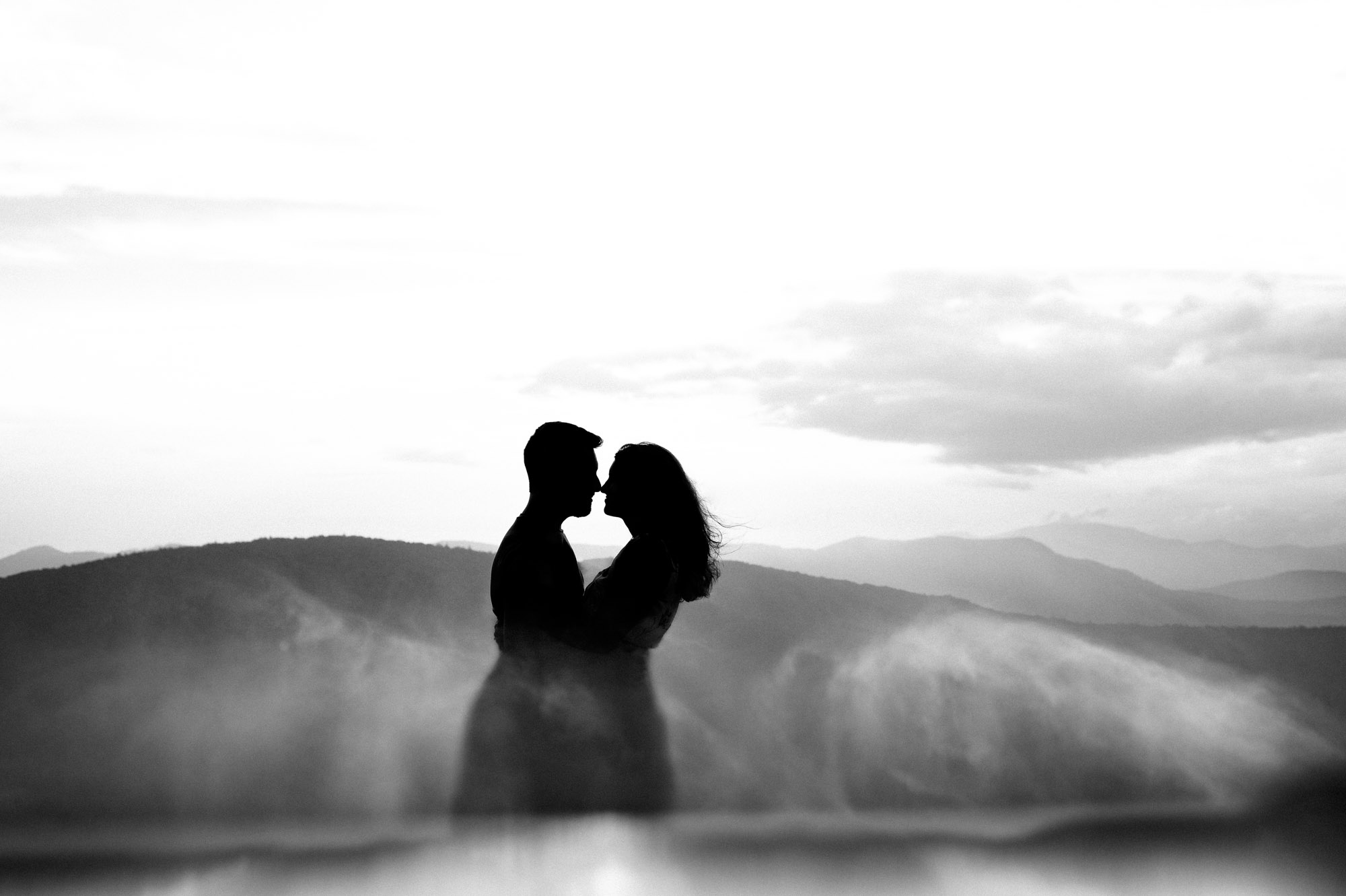 Dramatic black and white image from Hawksbill Engagement session