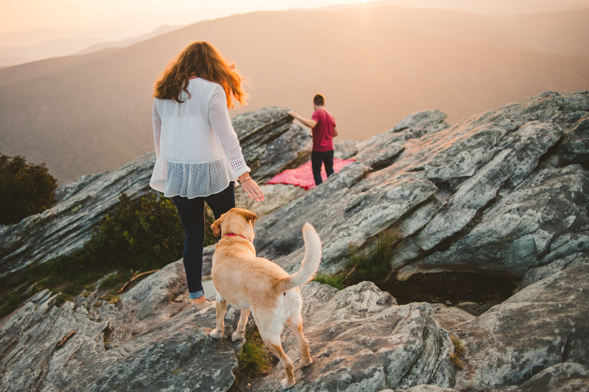 Sunset engagement photo in Linville Gorge