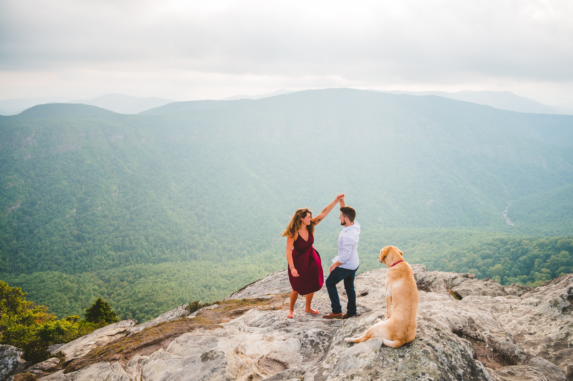 Adventure engagement session with a dog