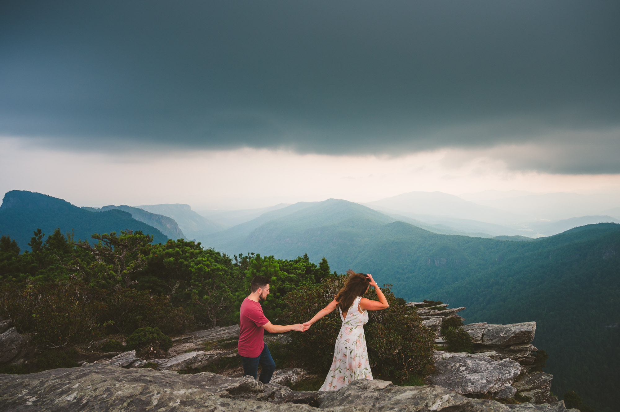 Wild engagement photos in Linville Gorge