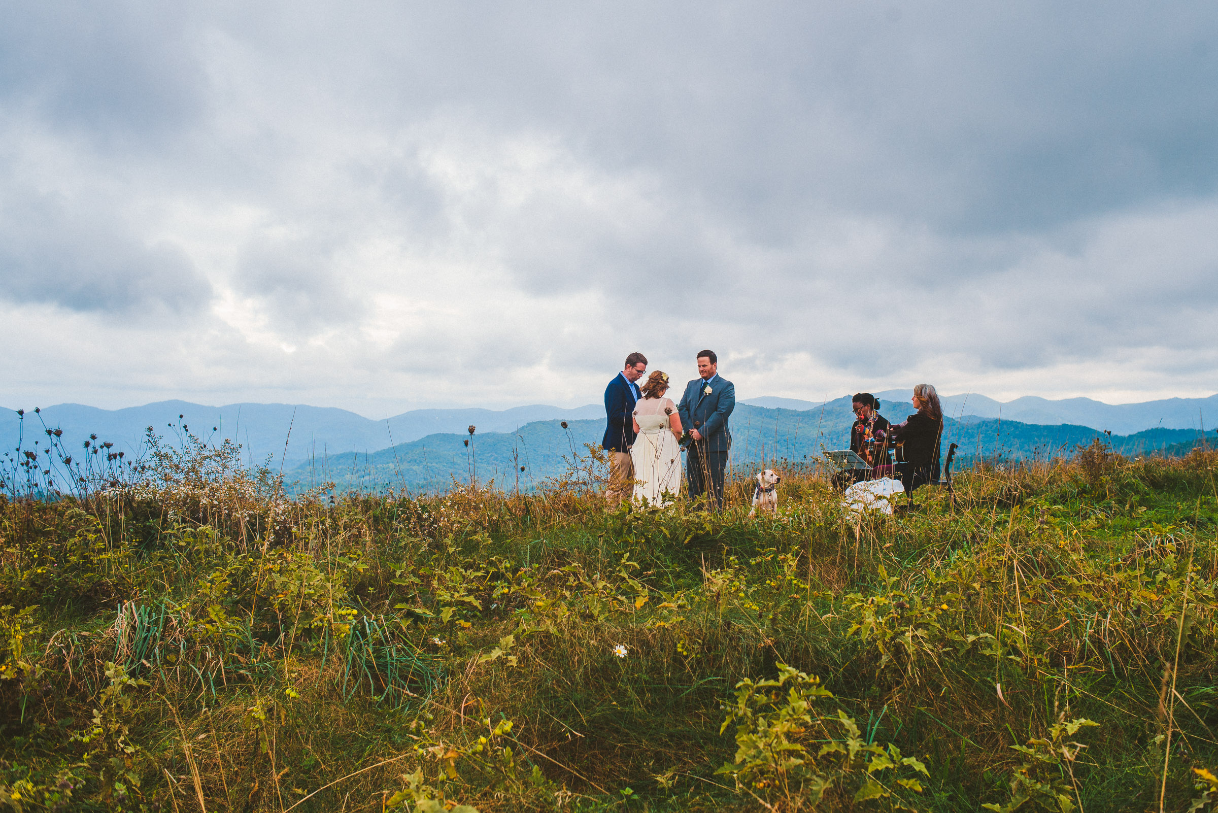 An intimate Max Patch Mountain wedding ceremony in the fall 